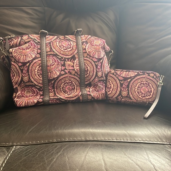 Vera Bradley Purple Floral Patterned Women's Bag and Wallet Set - Picture 2 of 6